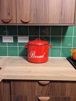 Vintage Enamel Bread Bin Red