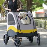 Heavy Duty XXL Dog Stroller Multiple Pet Dogs Cats Cart Carrier Mesh Skylight UK
