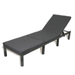 Solterra Rattan Sun Lounger & Cushion Adjustable Reclining Garden Lounger