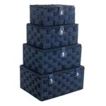 Navy Blue Storage Basket Lidded Hamper Basket Paper Rope Twist Clasp Gift Box
