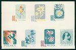 POLAND FLORA 1957 IMPERFORATED CARDBOARD PAPER!! RARE!! FLOWERS ORCHID ART m5005