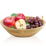 Large Mango Wooden Bowl Felt Pad Feet Kitchen Serving Plate Salad Fruit 29cm