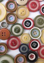 Job Lot 40 Vintage Buttons Navy Red Yellow Green Stripe 10 20 30mm Corozo Retro