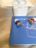 Rechargeable ITE Hearing Aids Pair White with Charging Case & User Manual