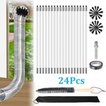 24 x Flexible Chimney Sweep Set Flue Sweeping Brush & Rod Kit Soot Cleaning Rods