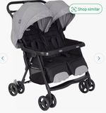 Graco Double Pushchair Twin Stroller Folding with Rain Cover Grey/Black