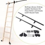6.6FT Round Tube Rolling Library Sliding Ladder Hardware Kit with Brake WF
