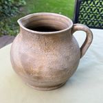 Beige & Grey Terracotta Jug Vase Pot, Vintage Style, Rustic Decor, Great Cond