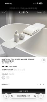 Lusso, Modern Polished White Stone Bath Caddy, Cortese Stone