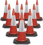 10 X LARGE 2 piece RED TRAFFIC CONES CONES - HEAVY DUTY  750 MM HIGH