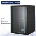 15U Server Rack Network Cabinet w/ 2 Fan Position 60kg Bearing Capacity Black