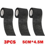 3Pcs 50mm*4.5m Non-oven Fabric Self Adhesive Tape Wrap Black Elastic Bandage HOT