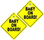 2 X Baby on Board Car Signs Suction Cup Baby Passenger Car Safety Warning