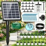 Solar Irrigation System,Solar Drip Irrigation Kit w/ 15 Drippers Watering System