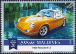 1969 PORSCHE 912 Classic Sports Car Stamp (2015 Maldives)