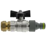 copper water pipe 15mm,22mm 28mm to garden hose connector with  butterfly valve