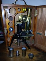 Antique J. Swift & Son - Brass Microscope - In Wooden Case 