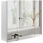 kleankin Bathroom Mirror Cabinet Wall Mount Storage organiser w/ Door, White