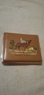 Vintage Souvenir of Aden Metal Cigarette Case Camel Bedouin Desert Scene Rare