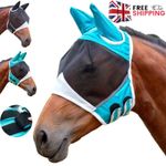 Horse Fly Mask Padded Mesh Hood with Ears, Full & Half Face S/M/L