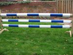 EQUESTRIAN HORSE JUMP POLE SLEEVE COVERS, 3 MT,STRONG, BLUE & WHITE, X 3, OFFER!