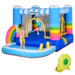 Rainbow Bouncy Castle Inflatable Bounce House Pool Blower Kids Ages 3-8