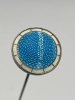 FABULOUS GUILLOCHE ENAMEL AND SILVER HAT PIN  (A966)