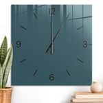 Square Glass Wall Clock Non-Ticking Quartz Home Decor Dark Turquoise 60x60 cm