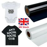 Black & White Heat Transfer Vinyl Roll Iron on T-shirt DIY Craft HTV for Cut
