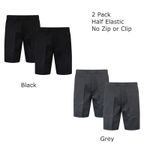 2 pack Boys Pull up Shorts Pull on School Uniform Grey Black Elasticated Back