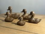 Antique Collection 5 Hand Carved Wooden Duck Figurines Trinket Shelf OOAK Rare