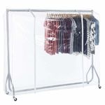Silver Heavy-Duty Clothes Rail With Clear Cover