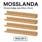 IKEA MOSSLANDA Picture Ledge Oak Effect 55cm Wall Shelf Photo Display Pack of 4