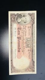  C.Of.A  1954 £10 1ST PREFIX WA 00  Coombs/Wilson,C-V is V/Fine=$3000 SCARCE