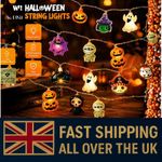 Halloween String Lights LED Pumpkin Ghost Spider Web Hanging Lamp Outdoor Decor