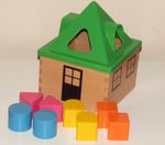 Ikea Mula Shape Sorter Wooden House with Rare Green Plastic Roof 100% Complete