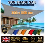 Sun Shade Sail 3x5m Rectangle Waterproof Garden Patio Canopy UV Protection UK