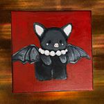 OOAK Bat Canvas Painting, Contemporary Animal Art, Unframed Single Piece