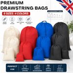 100%  Plain  Cotton Sack Drawstring Laundry Storage Bags in 4-Colours Lot UK