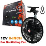 8'' 12V Portable 360 Rotation Summer Car Cooling Oscillating Fan Travel Clip On