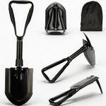 Folding Survival Shovel 23 IN,50# High-Carbon Steel Entrenching Tool, Folding Ca