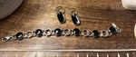 Lauren Conrad Black & Silver Tone Bracelet & Earring Set