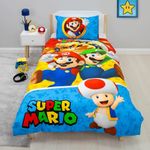 Nintendo Super Mario Single Duvet Quilt Cover Pillowcase Set Children's Splitter