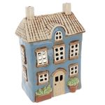 ** REDUCED ** Village Pottery Large Blue Garden House Tealight Holder JD340294