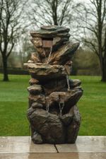 Rock Pool Water Feature Slate Effect Garden Light Up LED Outdoor Decor Gift