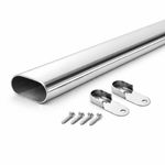 Oval Rail 30x15 Wardrobe Pole Hanging Tube Bar Clothes Storage Chrome + Fittings
