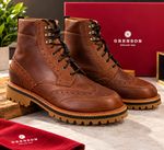 Grenson Fred WP Men's Brown Leather Brogue Boots UK 9.5 G Goodyear  Waterproof