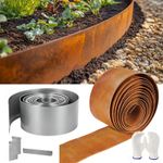 10M-50M Metal Garden Edging Corten Steel Lawn Edging Border Flexible with Gloves