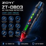 ZOYI Voltage Tester Pen Non Contact AC Multi Range 60Hz 12V–1000V, Temp, CAT III