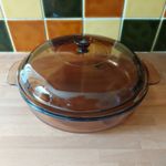 Vision Corning Amber Glass 25cm Microwave Browner Casserole Dish with Lid